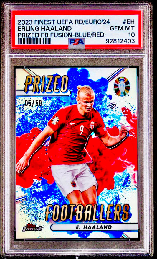 PSA GRADED SLAB- GEM MINT 10 - ERLING HAALAND - 2023 ROAD TO UEFA EURO 2024 TOPPS FINEST SOCCER