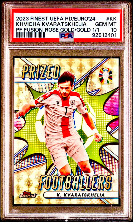 PSA GRADED SLAB - GEM MINT 10 - KHVICHA KVARATSKHELIA - 2023 TOPPS FINEST RD TO UEFA EURO ‘24